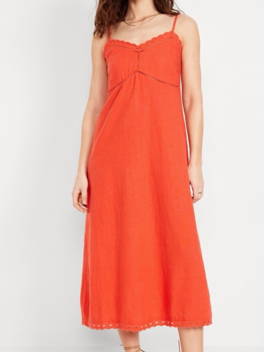 Old Navy Linen Blend Midi Cami Sundress Size MT